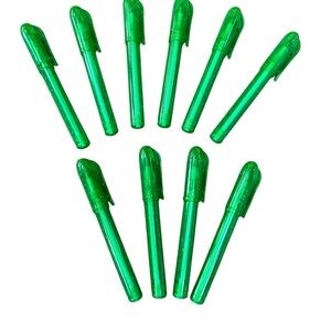 10 mini pens, 3” long, pretty green color!